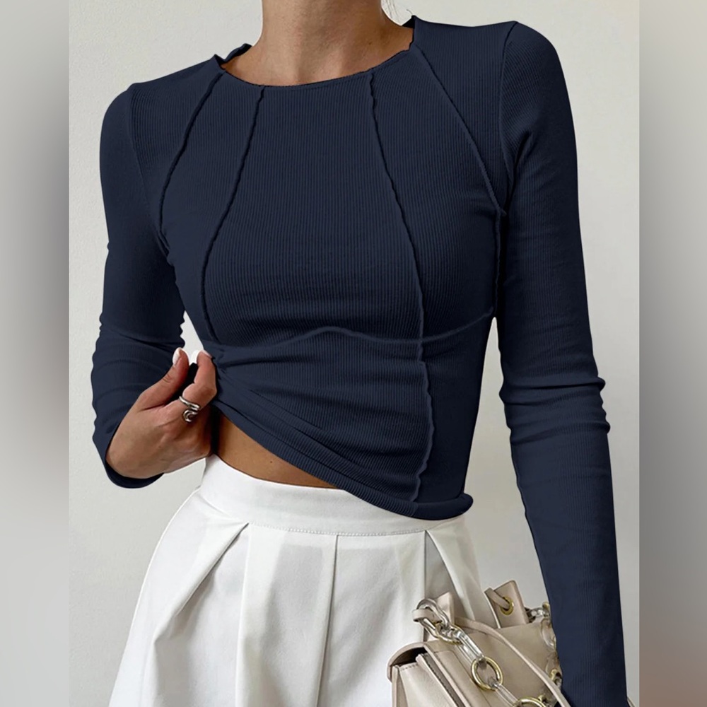 112 Basic Piping Long Sleeve Top